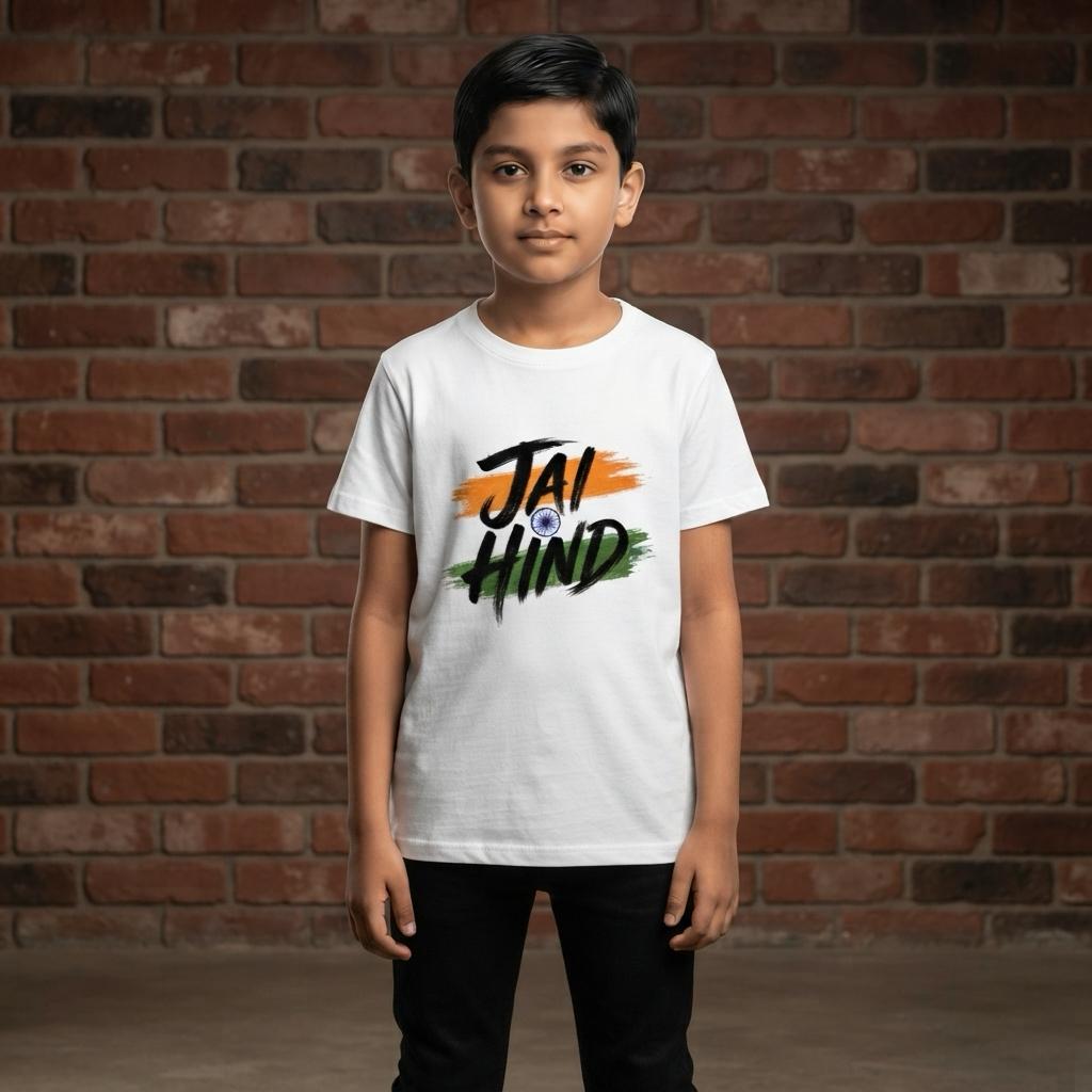 Boys Jai Hind T-Shirt - White